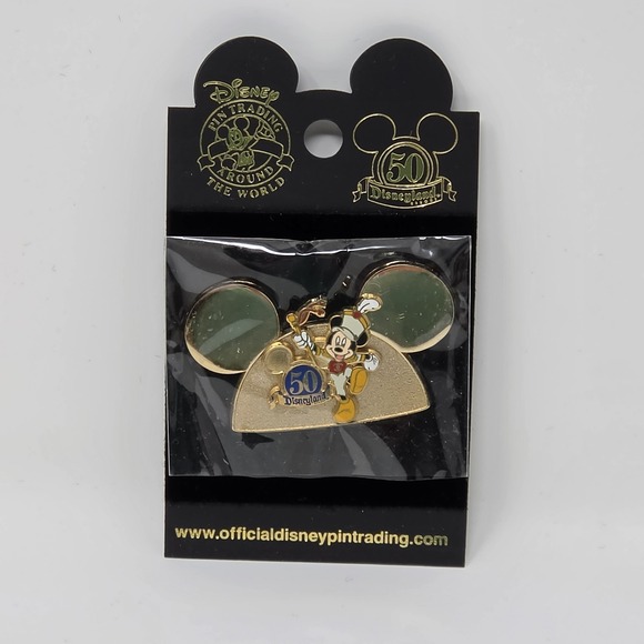 Disney Other - Vintage 2005 Disneyland 50th Anniversary Golden Mickey Mouse Ears Pin